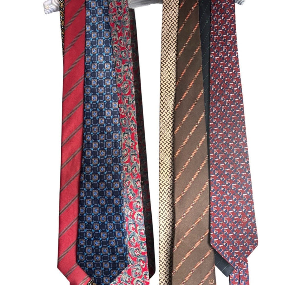 Gucci Men's Silk Tie Set - Blue, Red, Brown - Picture 3 of 3